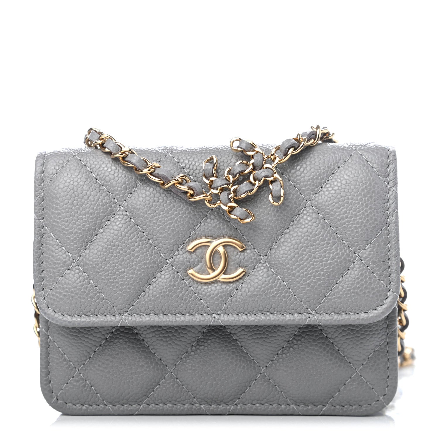 Chanel Caviar Quilted Miss Coco Clutch With Chain Grey 1 of 4