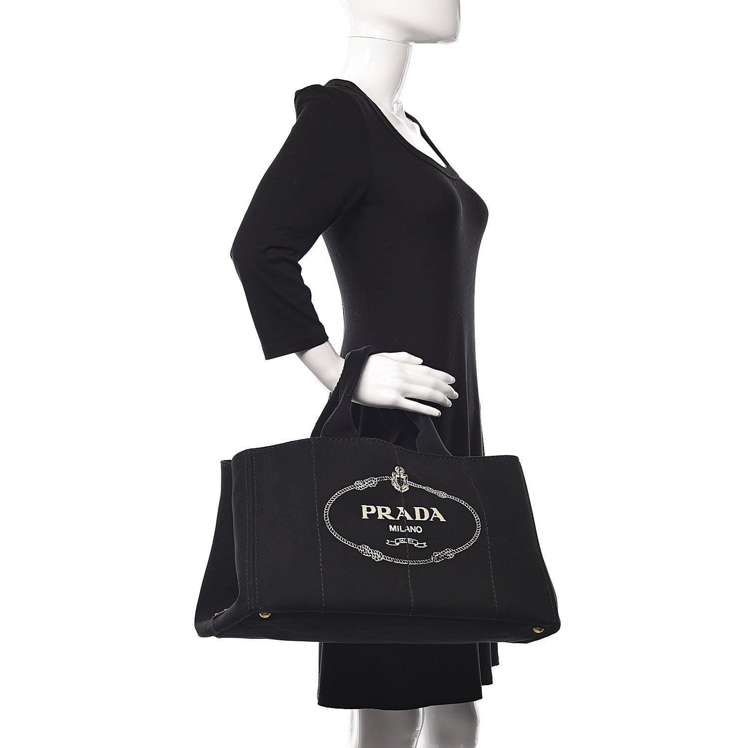 Prada Canapa Logo Tote Black 2 of 16