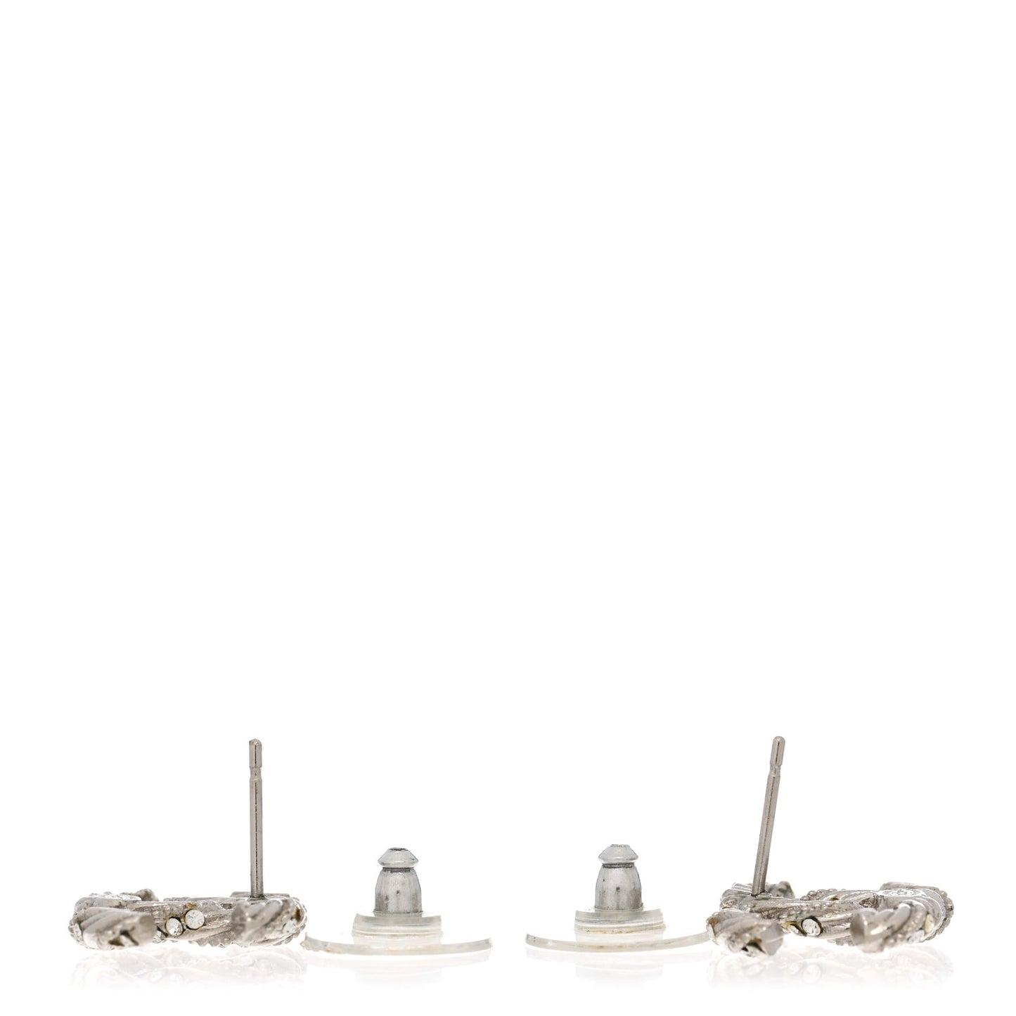Crystal Twisted CC Earrings Silver