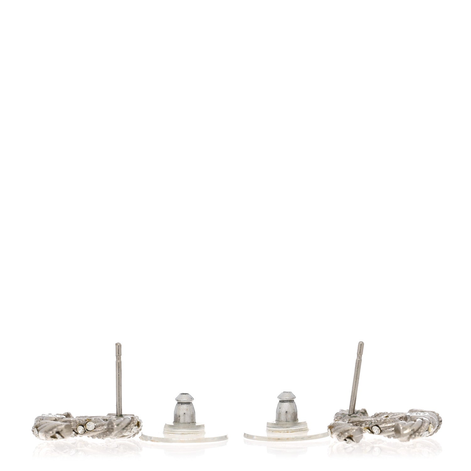 Chanel Crystal Twisted CC Earrings Silver 3 of 5
