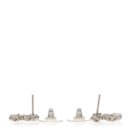 Chanel Crystal Twisted CC Earrings Silver 3 of 5