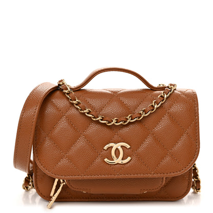 Chanel Caviar Quilted Business Affinity Clutch With Chain Flap Camel 1 of 11