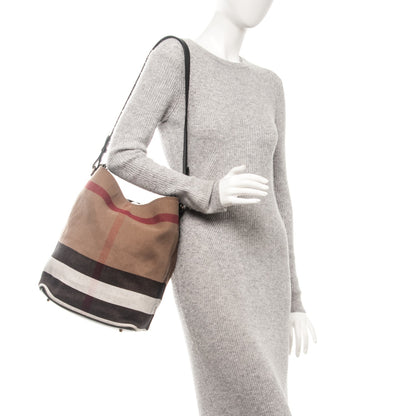 Burberry Canvas Mega Check Medium Ashby Hobo Black 2 of 10