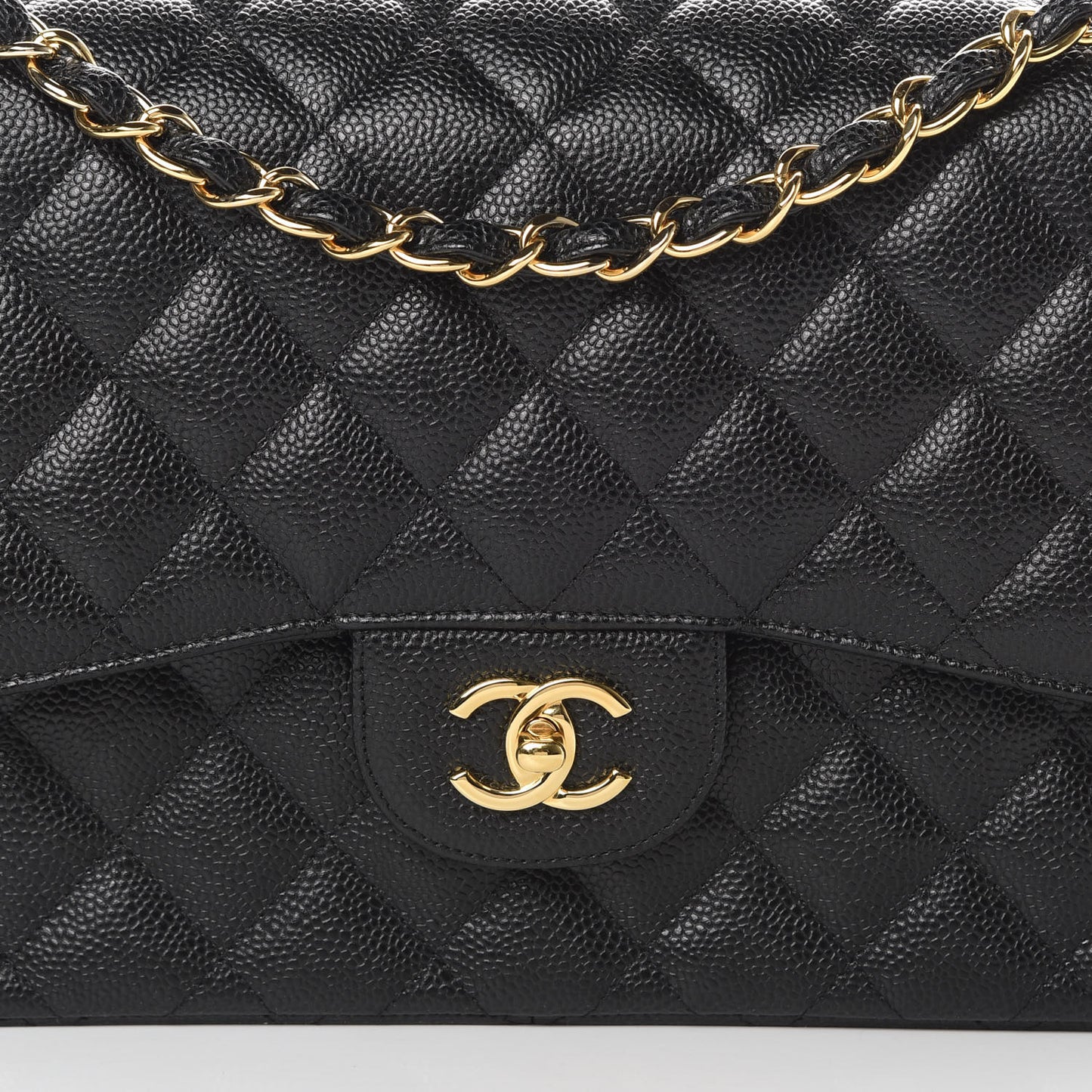 Caviar Quilted Jumbo Double Flap Black