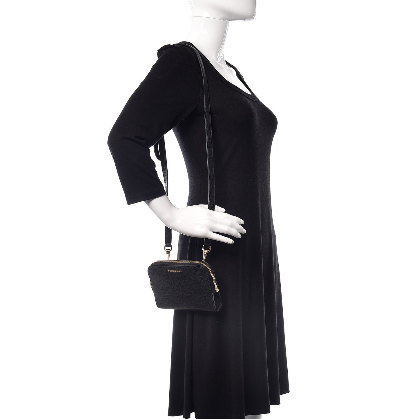 Grain Calfskin Small Crossbody Bag Black