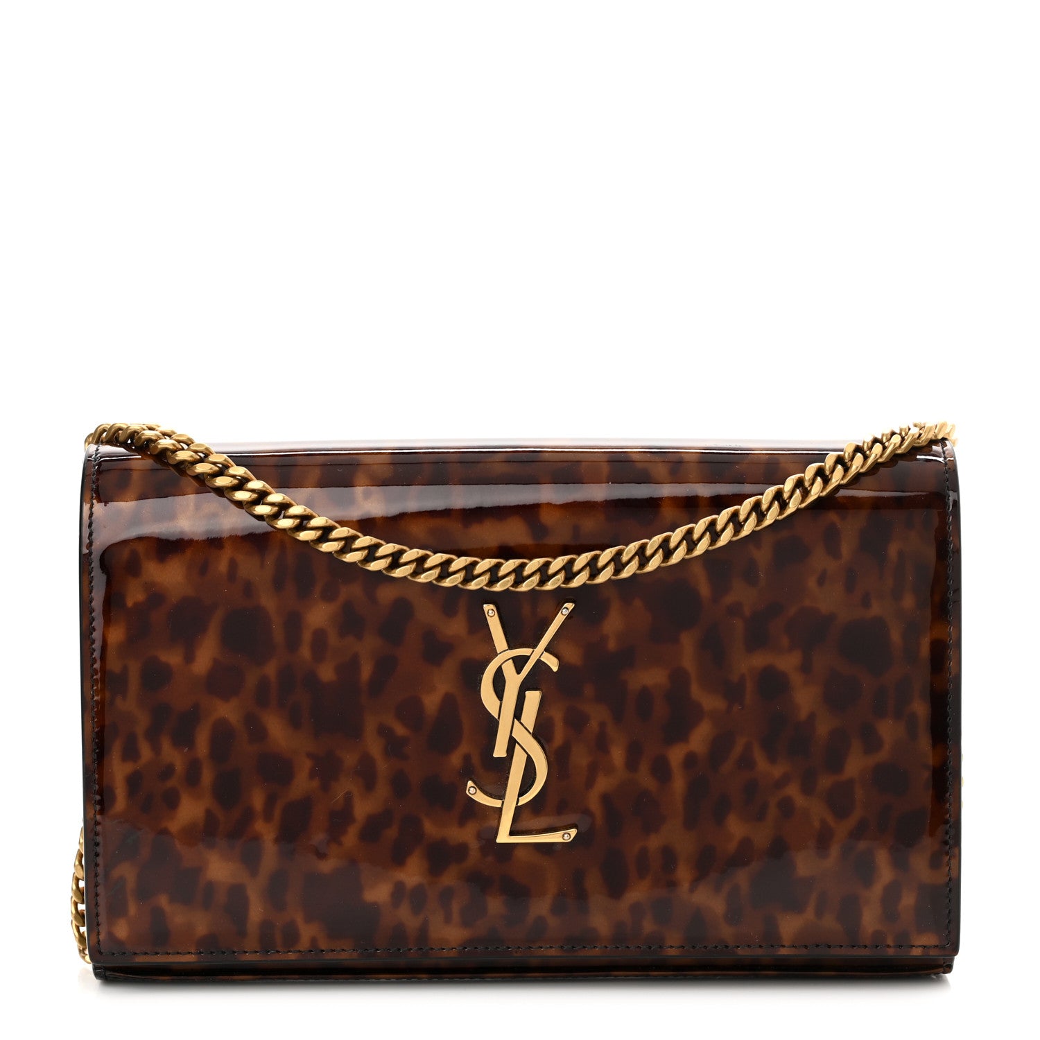 Saint Laurent Patent Monogram Chain Wallet Tortoiseshell 1 of 11