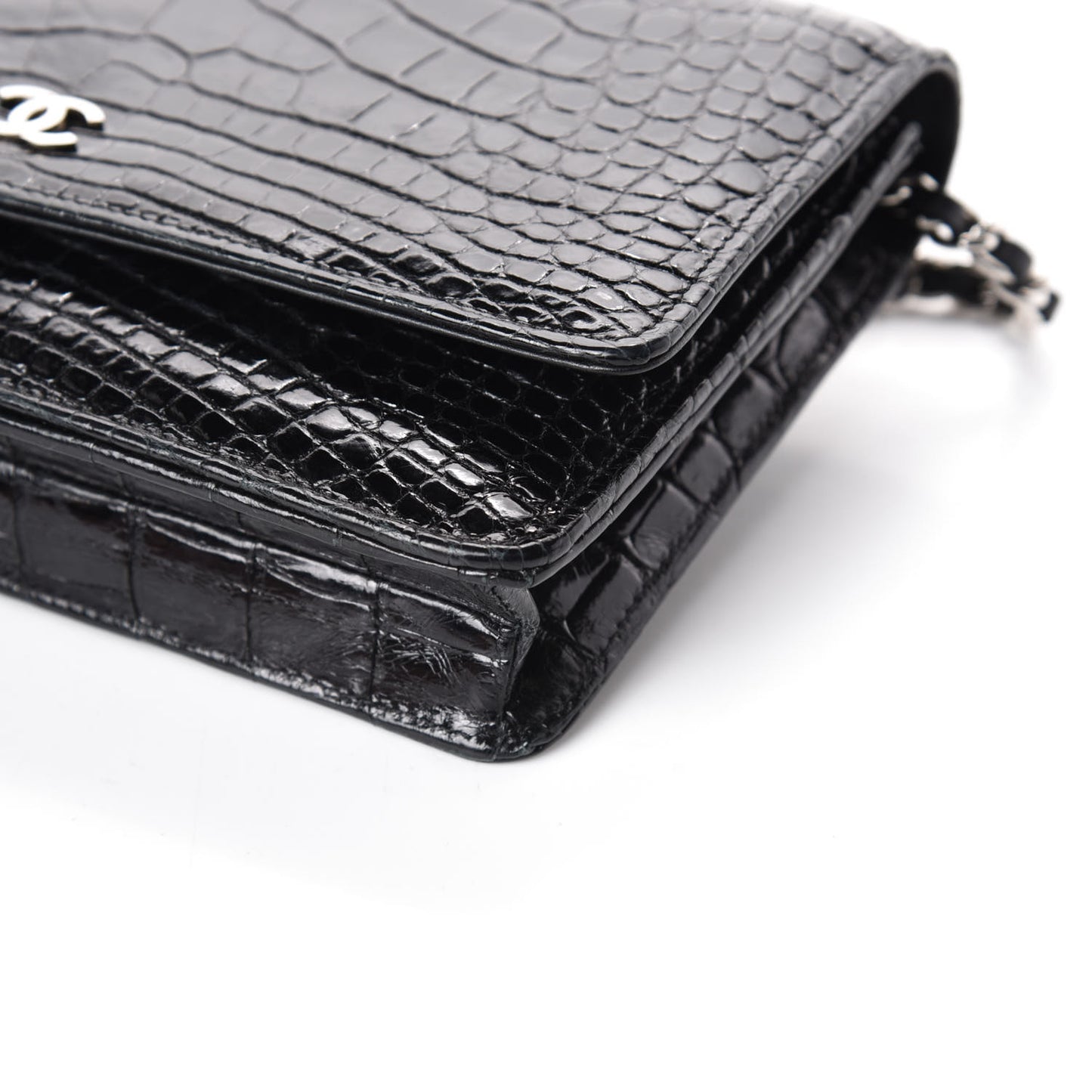 Shiny Crocodile Wallet on Chain WOC Black
