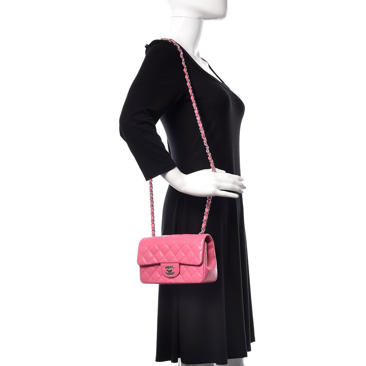 Chanel Lambskin Quilted Mini Rectangular Flap Pink 2 of 10