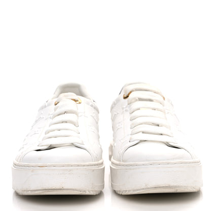 Louis Vuitton Lambskin Embossed Monogram Time Out Sneakers 39 White 3 of 13