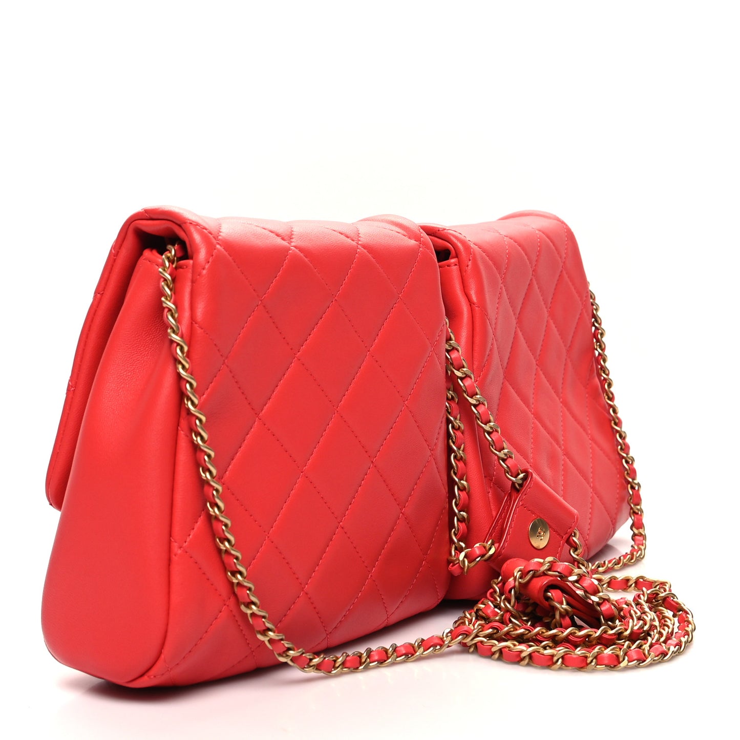 Lambskin Quilted Side-Packs Red