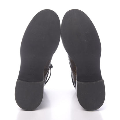 Louis Vuitton Calfskin Monogram Wonderland Flat Ranger Boots 40 Black 5 of 10