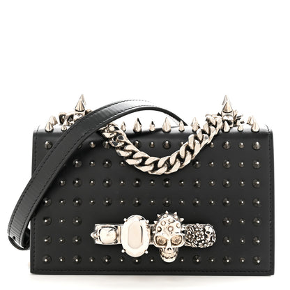 Alexander McQueen Calfskin Studded Knuckle Satchel Black Silver 8 of 10