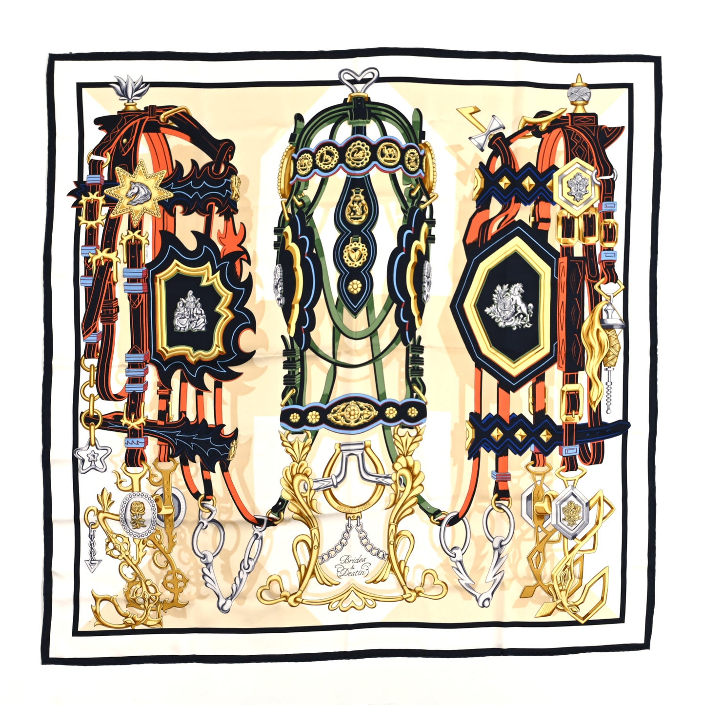 Silk Brides Et Destin Scarf 90 White Marine Multicolor