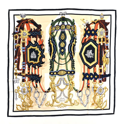 Hermes Silk Brides Et Destin Scarf 90 White Marine Multicolor 1 of 4
