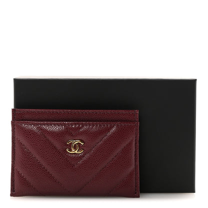 Chanel Caviar Chevron Quilted Card Holder Dark Burgundy 9 of 9