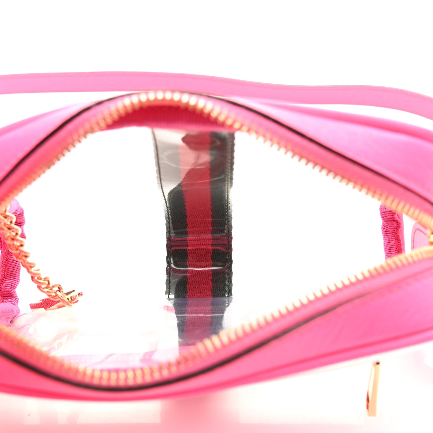 Vinyl Web Mini Ophidia Transparent Shoulder Bag Fluorescent Fuchsia