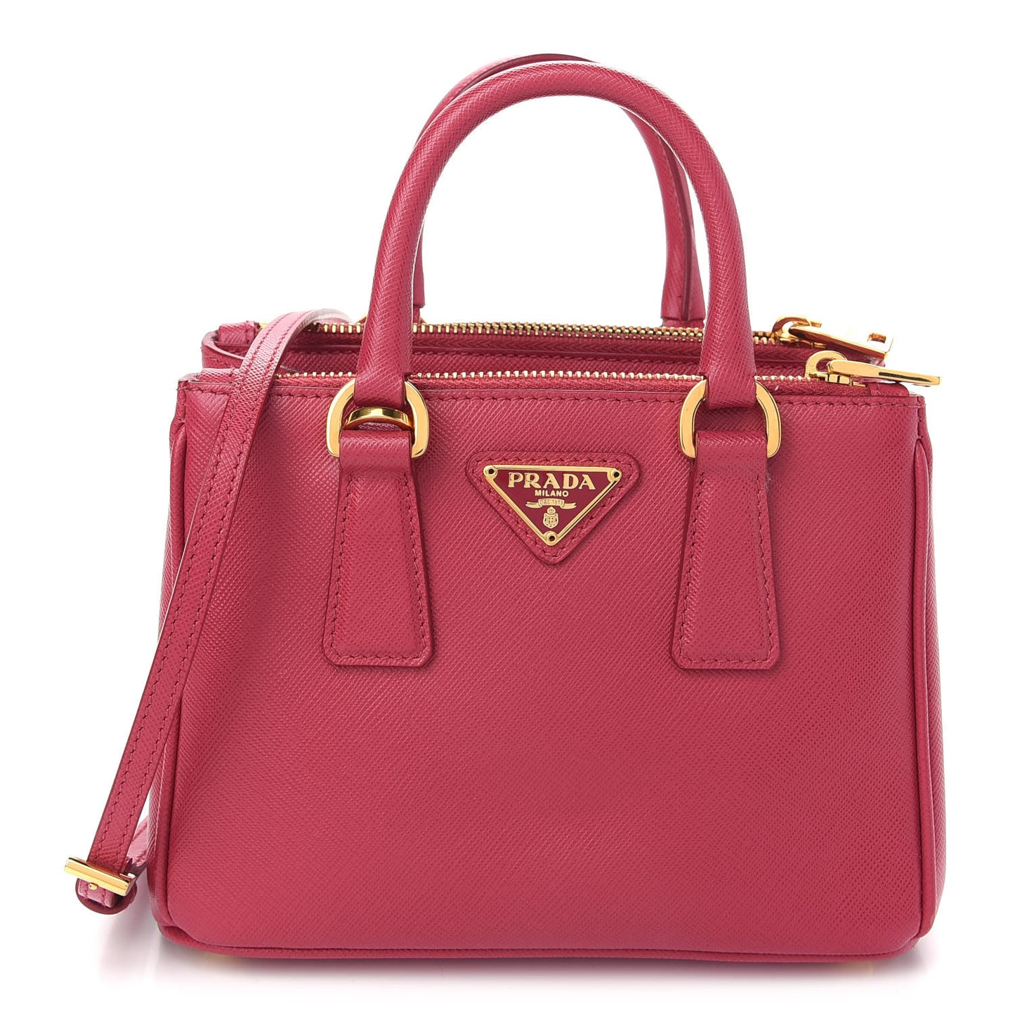Saffiano Lux Micro Galleria Double Zip Tote Peonia