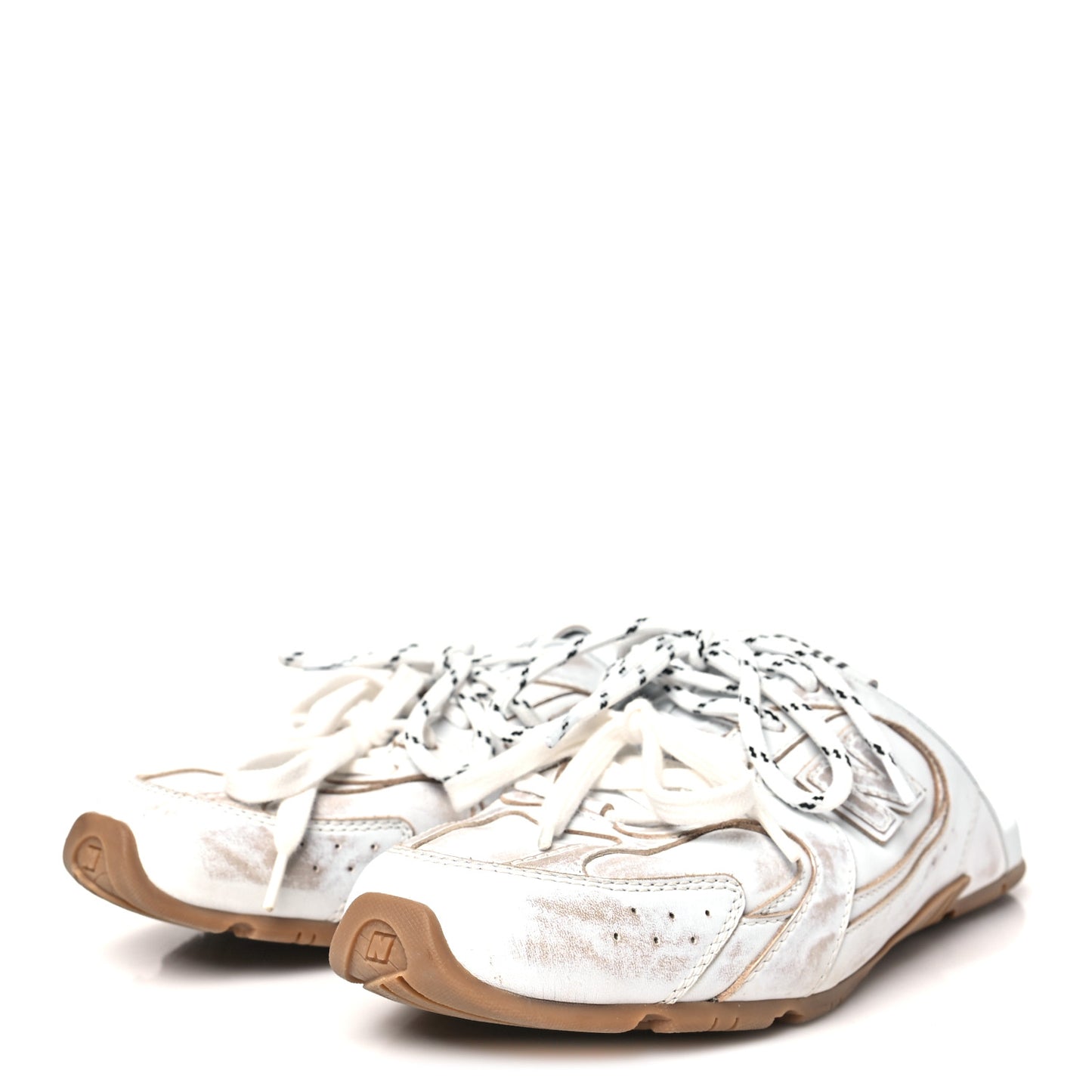 X NEW BALANCE Bleached Calfskin 530 SL Slip-On Sneakers Mules 40 White
