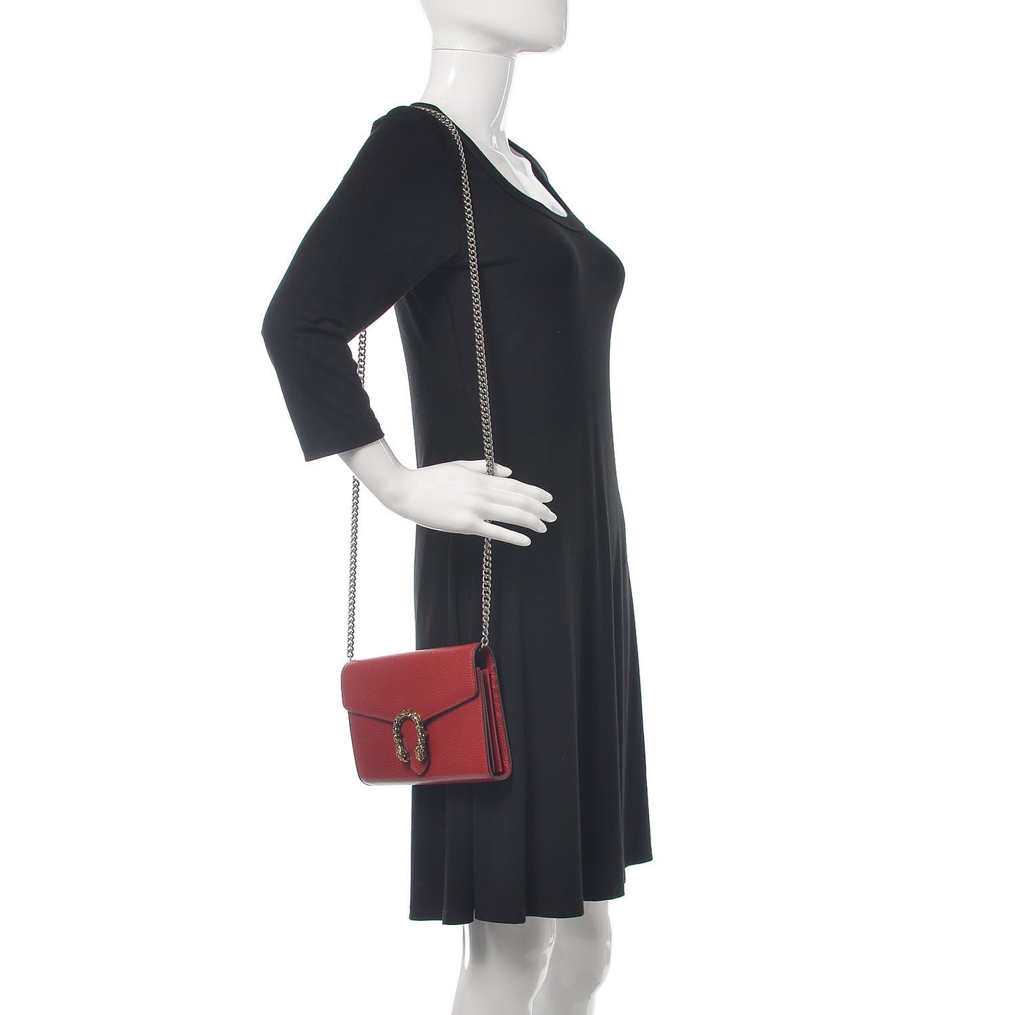 Calfskin Mini Dionysus Chain Wallet Hibiscus Red