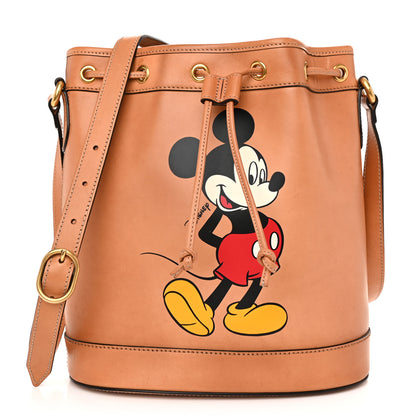 Gucci X DISNEY Calfskin Mickey Mouse Printed Bucket Bag Brown 1 of 10