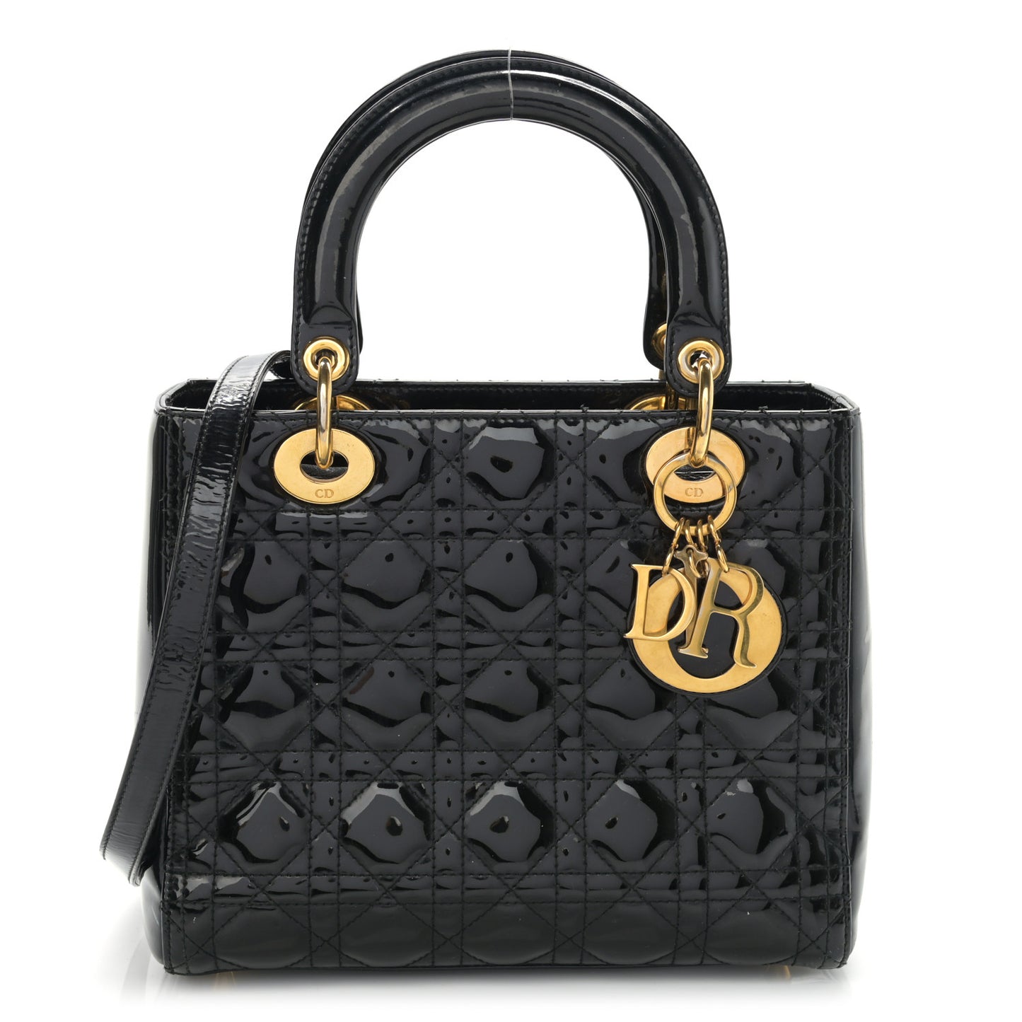 Patent Cannage Medium Lady Dior Black