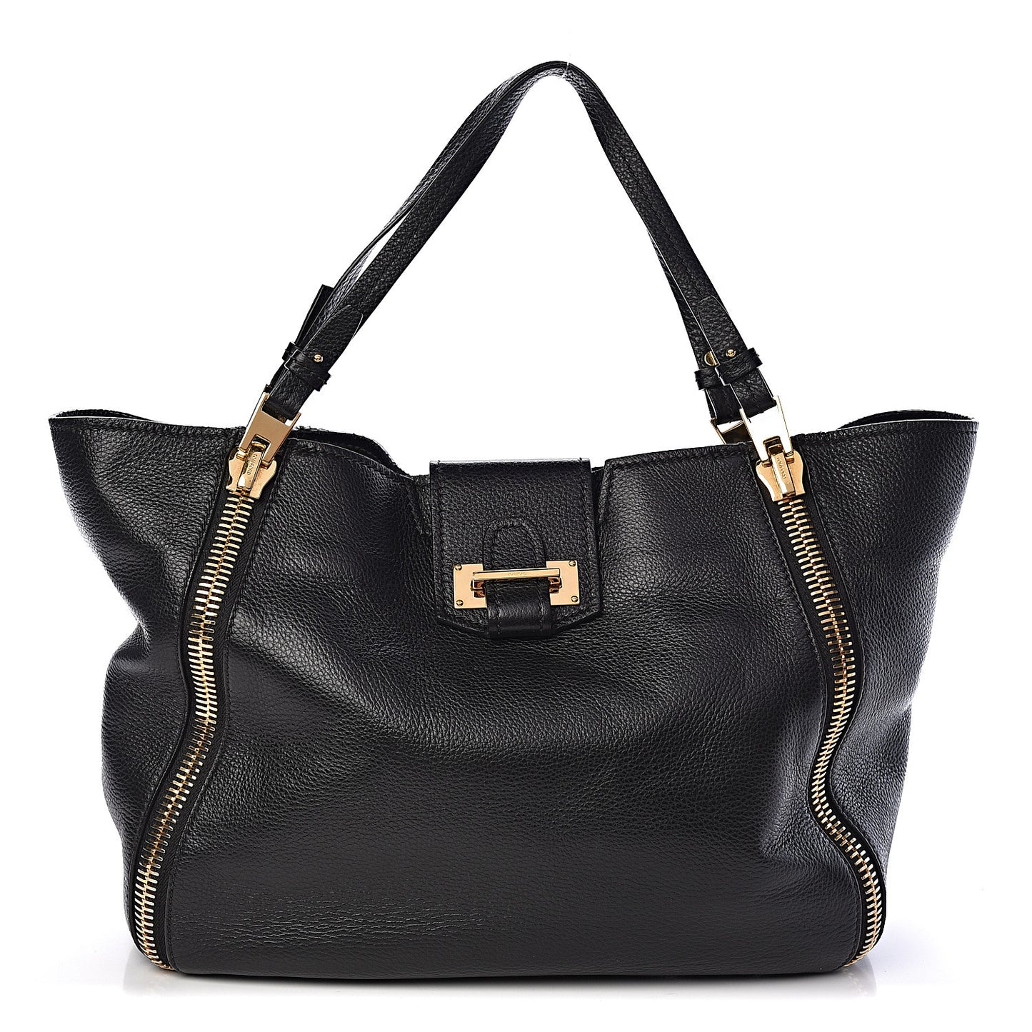 Grained Calfskin Sedgwick Medium Zipper Tote Black