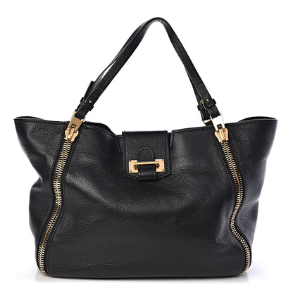 Tom Ford Grained Calfskin Sedgwick Medium Zipper Tote Black 1 of 9