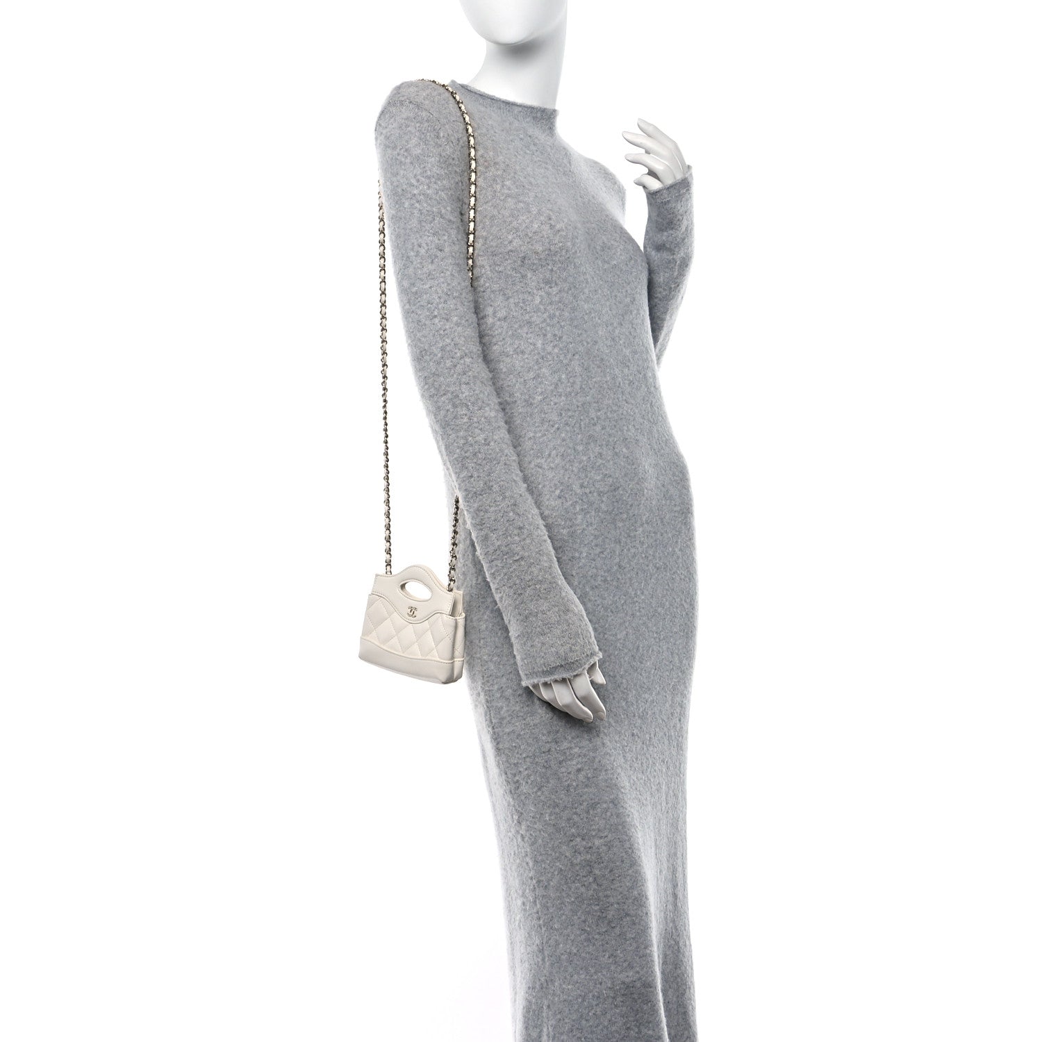 Chanel Shiny Lambskin Quilted Micro 31 Clutch With Chain White 2 of 10
