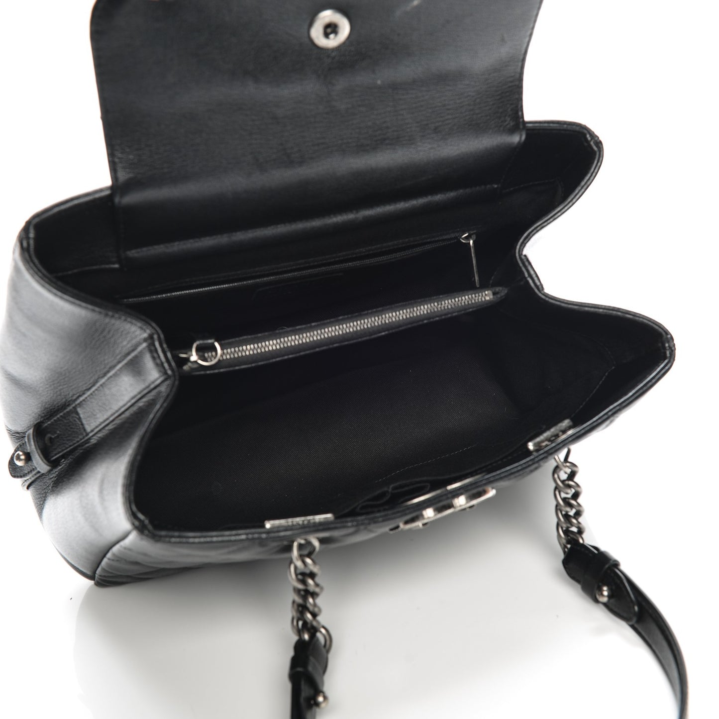 Metallic Goatskin Quilted Large City Rock Shopping Bag Black