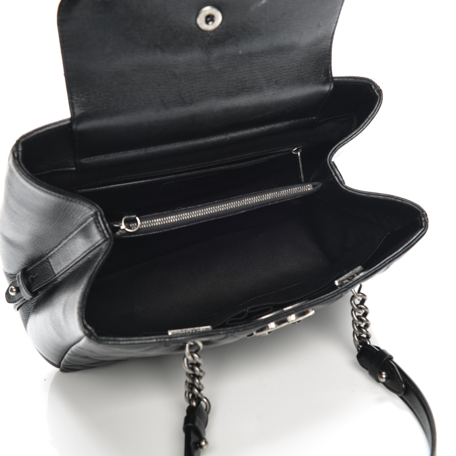 Chanel Metallic Goatskin Quilted Large City Rock Shopping Bag Black 5 of 7