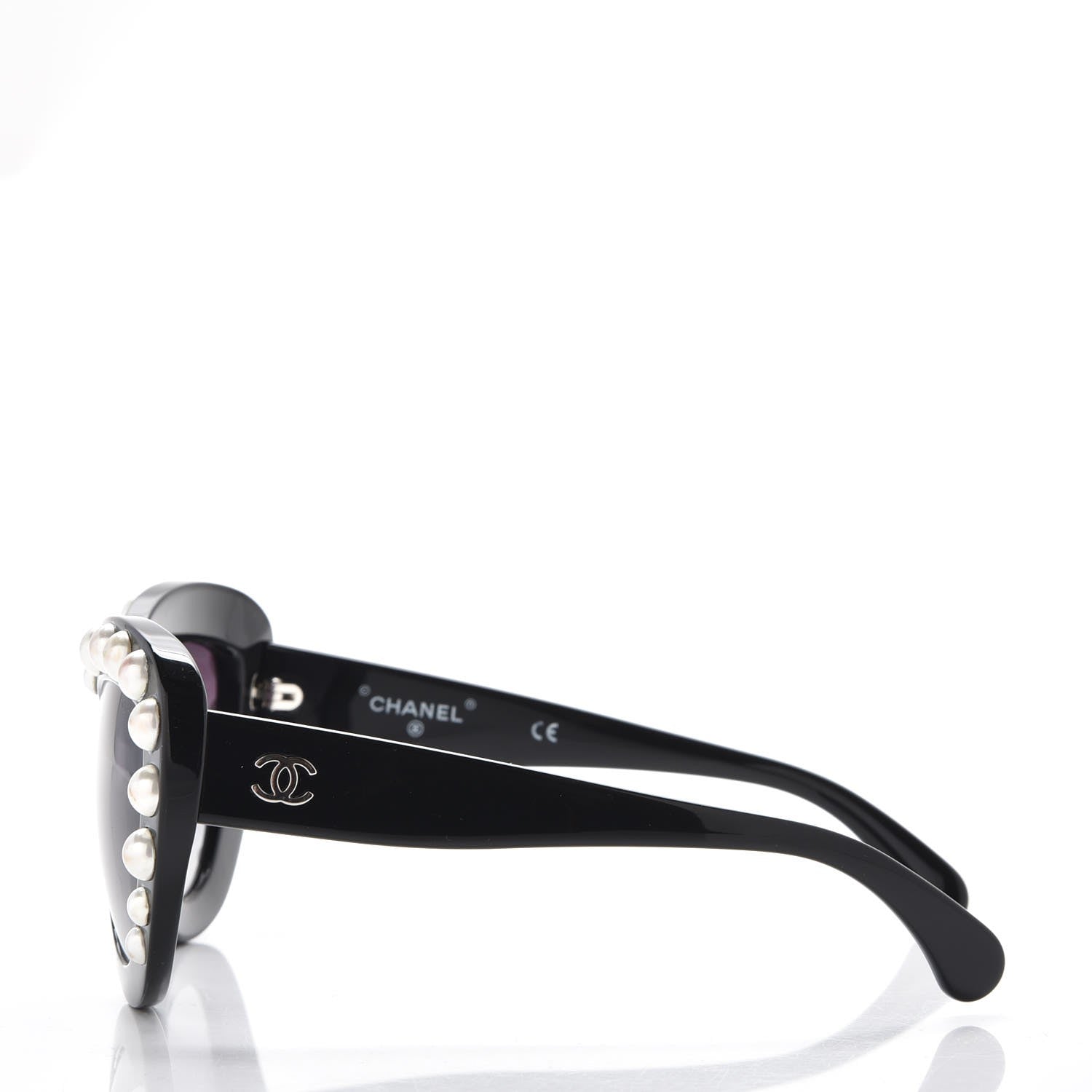 Chanel Pearl Cat Eye Sunglasses 71096 Black 2 of 7