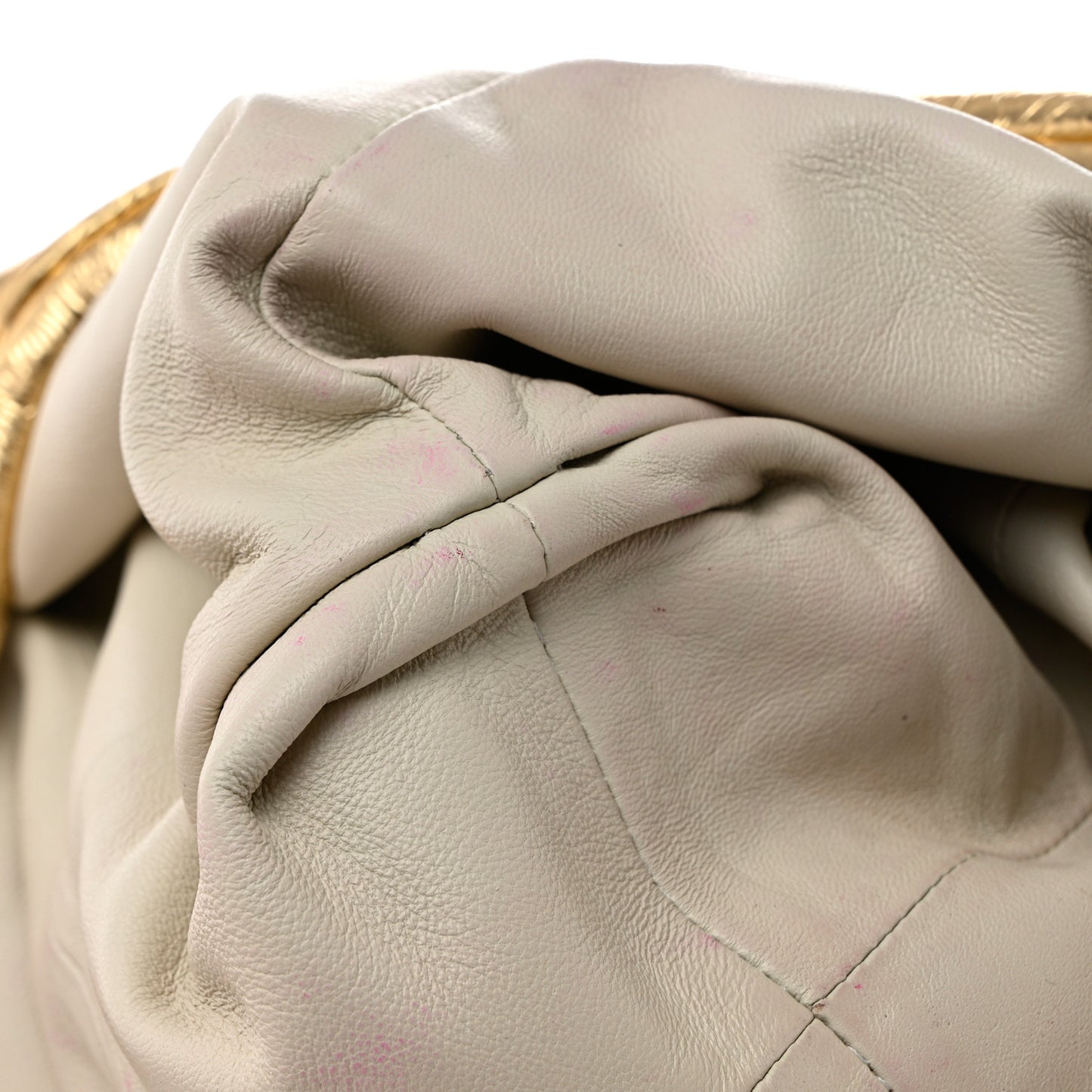 Metallic Crinkled Lambskin The Pouch Oversized Clutch Oro