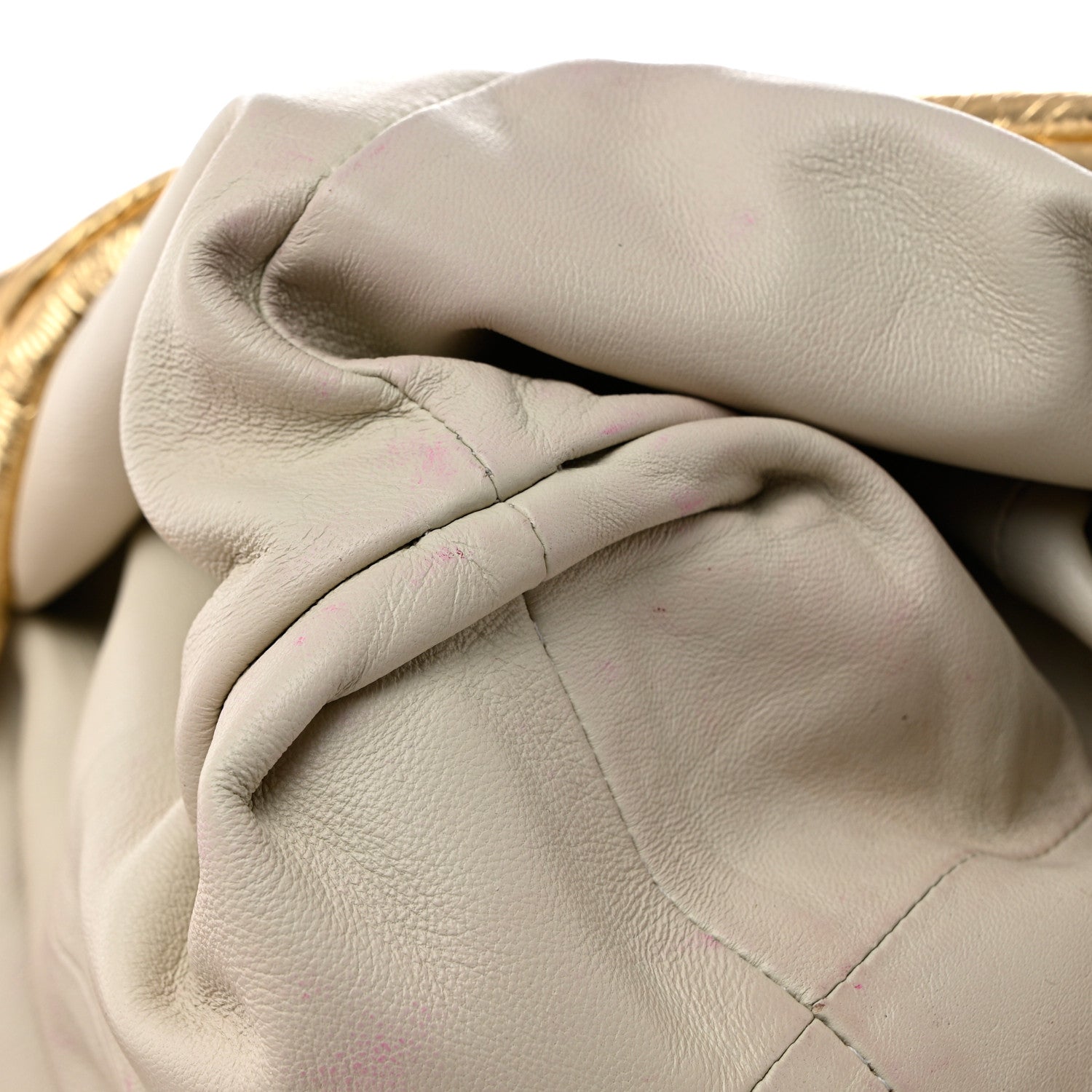 Bottega Veneta Metallic Crinkled Lambskin The Pouch Oversized Clutch Oro 9 of 13
