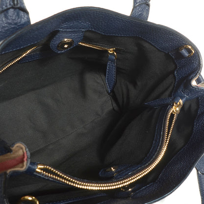 Burberry Grainy Calfskin House Check Medium Banner Tote Ink Blue 5 of 11