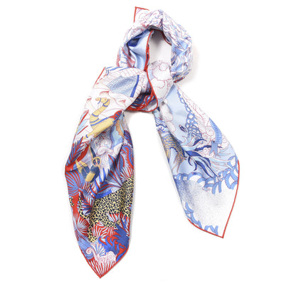 Hermes Silk Cosmographia Universalis Scarf 90 Ciel White Rouge 7 of 7