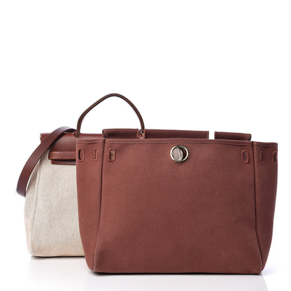 Hermes Toile Vache Calfskin Herbag 30 PM Natural 9 of 18