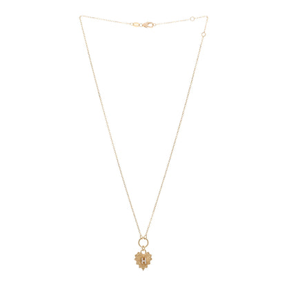 Foundrae 18K Yellow Gold Diamond Initial H Miniature Heart Drop Pendant Necklace 3 of 5