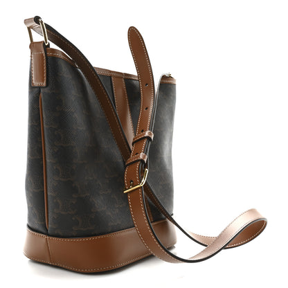 Celine Triomphe Canvas Calfskin Small Bucket Bag Tan 3 of 10