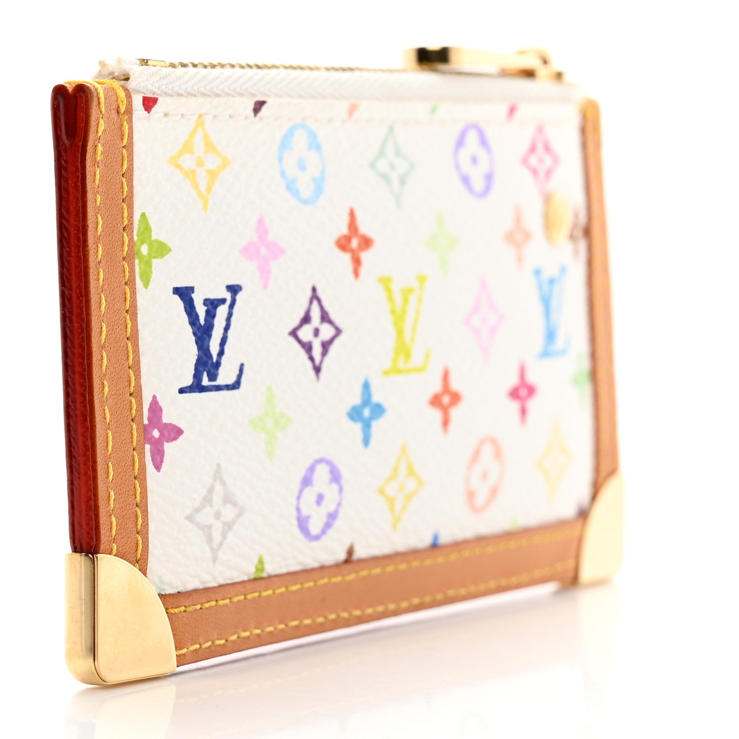 LOUIS VUITTON Monogram Multicolor Key Pouch White
