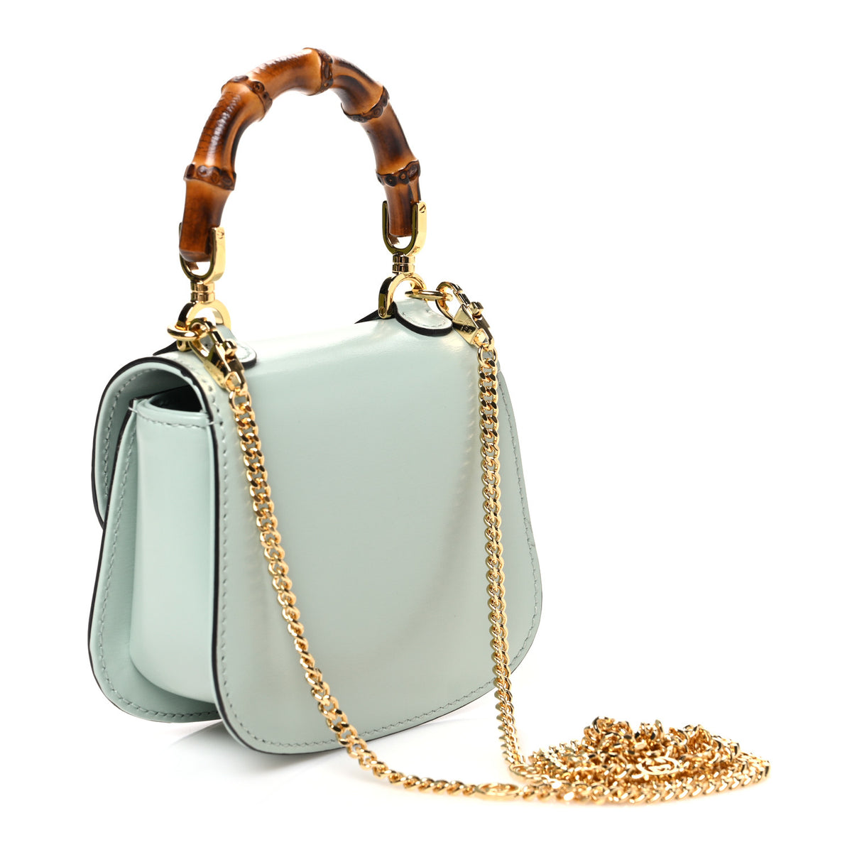 Gucci Boarded Dyana Lux Nano Bamboo 1947 Top Handle Chain Bag Salvy Green 3 of 11