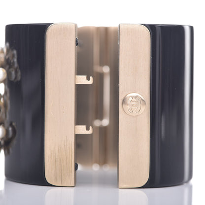 Chanel Resin Pearl CC Cuff Black 4 of 5