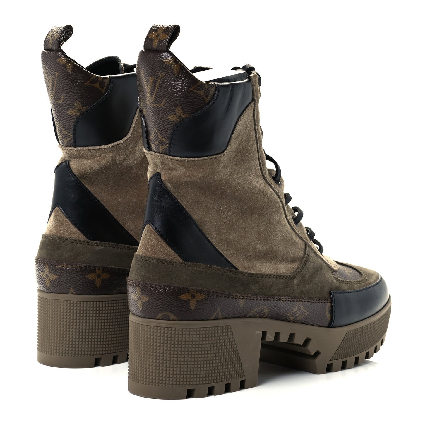 Suede Calfskin Monogram Laureate Platform Desert Boots 41 Taupe