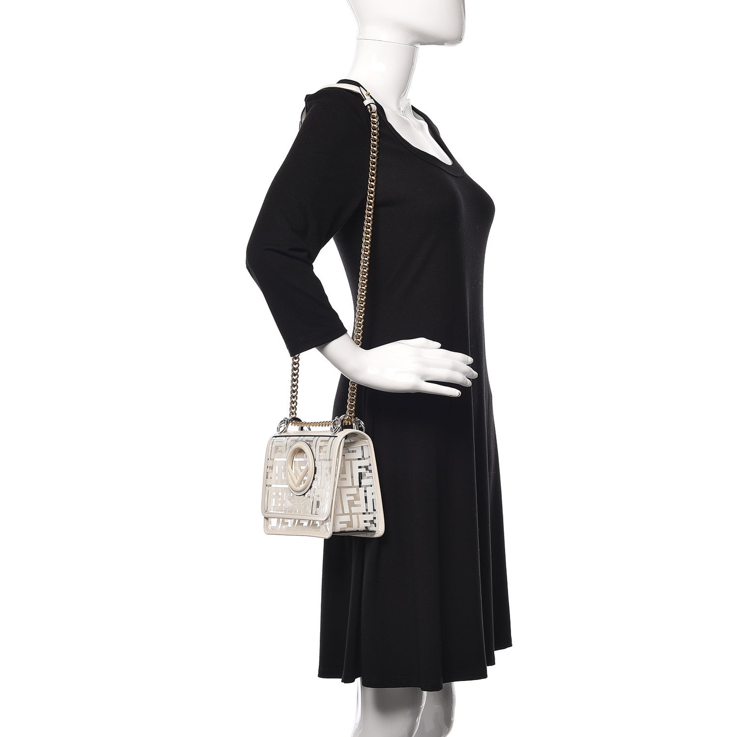 TPU FF Vitello Century F is Fendi Small Kan I Shoulder Bag White