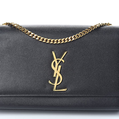 Saint Laurent Grain De Poudre Medium Classic Monogram Kate Satchel Black 7 of 9