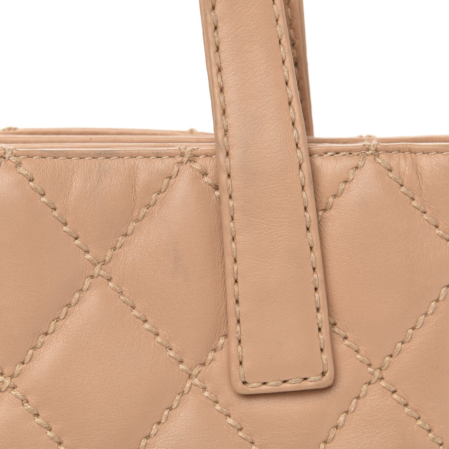 Chanel Calfskin Contrast Stitch Surpique Tote Beige 11 of 13