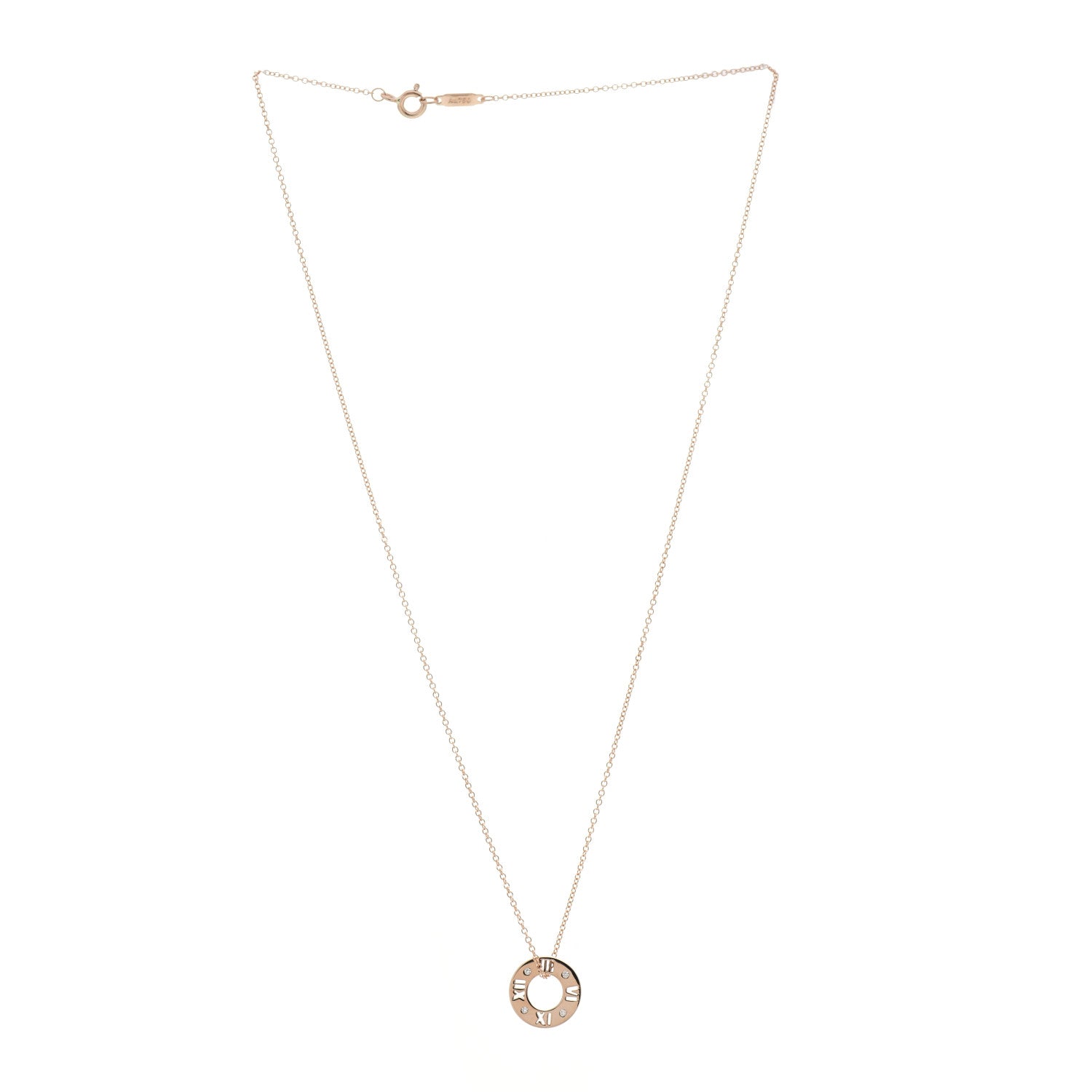 Tiffany 18K Rose Gold Diamond Atlas Pierced Pendant Necklace 3 of 6