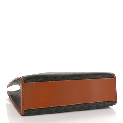 Celine Triomphe Canvas Calfskin Horizontal Cabas Tan 4 of 8