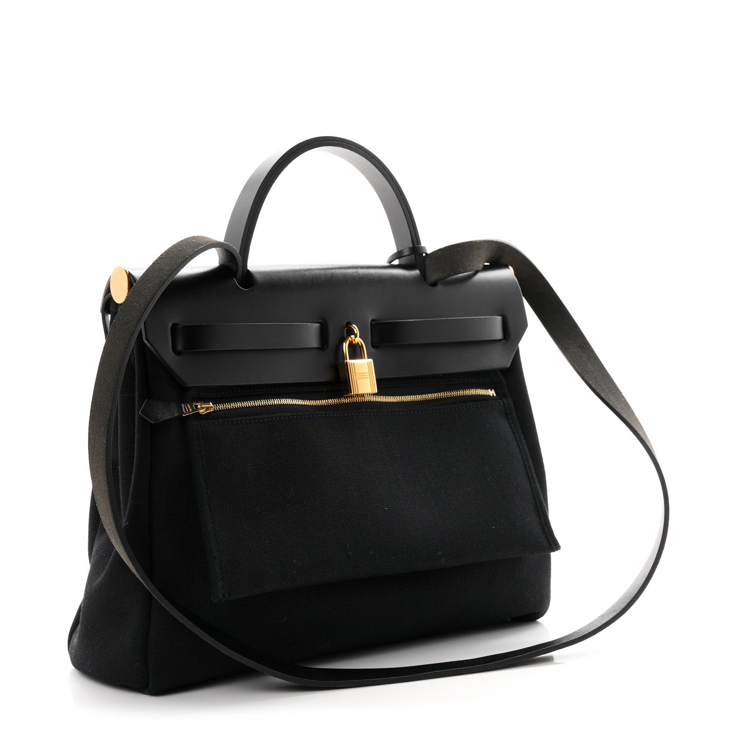 Hermes Military Toile Vache Hunter Herbag Zip Retourne 31 PM Black 4 of 11