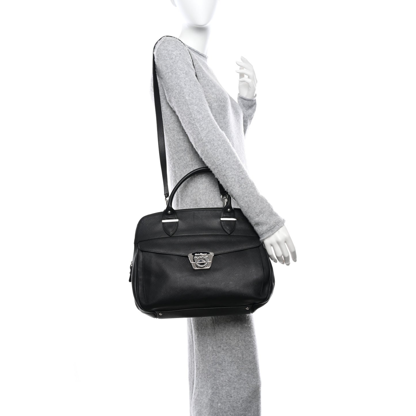 Saffiano Top Handle Bag Black