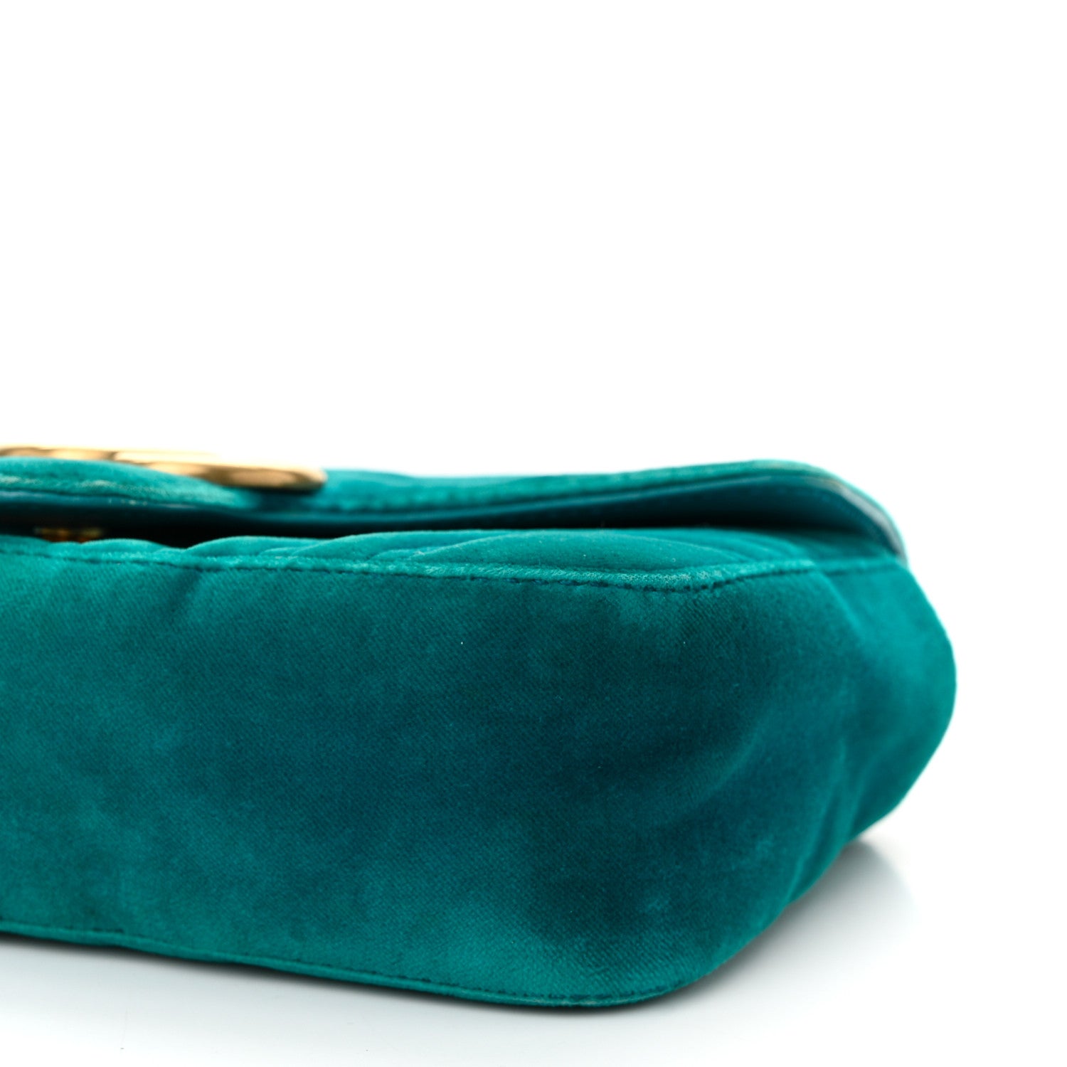 Gucci Velvet Matelasse Mini GG Marmont Shoulder Bag Pavone Cyan 10 of 10